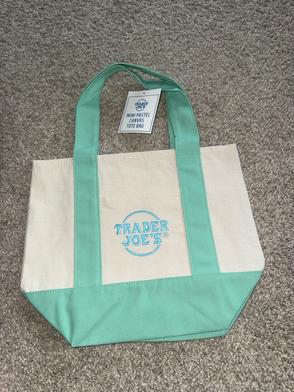 Trader Joe's - Mini Pastel Canvas Tote Bag - Green